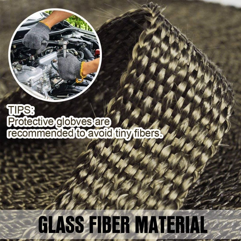 PACEWALKER Titanium Exhaust Wrap 1" x 16' Roll for Motorcycle Fiberglass Heat Shield Tape with Stainless Ties - Image 3
